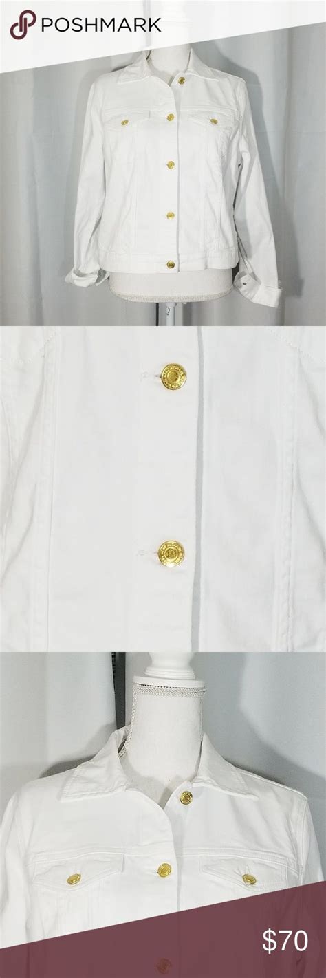 michael kors jean jacket with gold buttons|michael kors denim jacket.